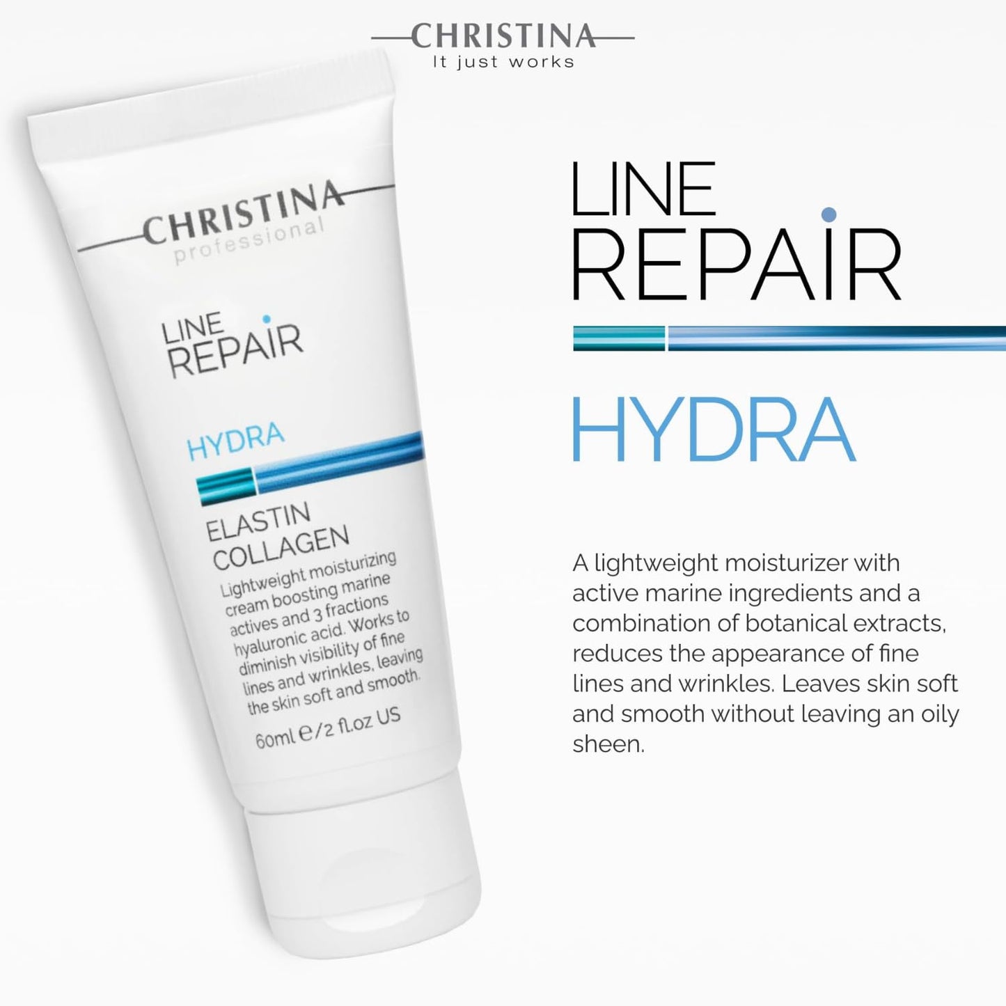 Christina Line Repair Elastin Collagen Cream for Face with Hyaluronic Acid | Face Repair Cream Nourishes and Replenishes the Skin 60ml / 2 fl.oz
