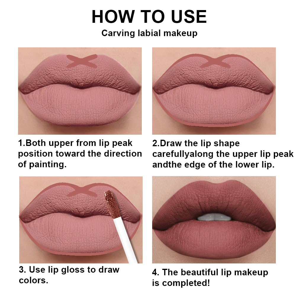 evpct 2Pcs Maroon Matte Lip Liner and Lipstick Combo Set for Women, Maroon Lip Combo Set Liquid Lips Stick Gloss and Lipliner Stains Set Long Lasting Waterproof, Lips Makeup 24 Hours originales