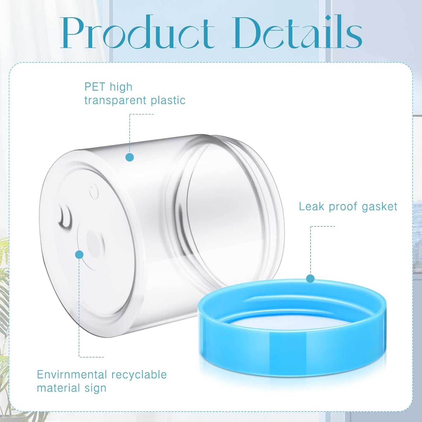 Patelai 4 Pieces Round Wide-mouth Leak Proof Plastic Container Jars with Lids for Travel Storage Makeup Beauty Products Face Creams Oils Salves Ointments DIY Making(8 Ounce,Blue)