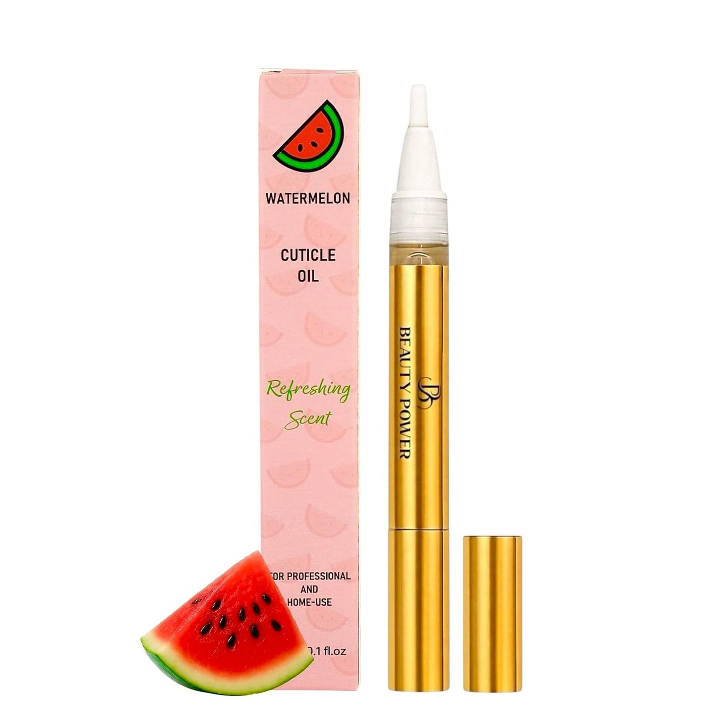 Nail Oil Cuticle Pen - Watermelon - Nail Strengthener & Growth Serum with Vitamin A, D, E, B5, Grapeseed & Natural Oils - Repair for Brittle, Peeling, Thin Nails - Twist Brush Pen