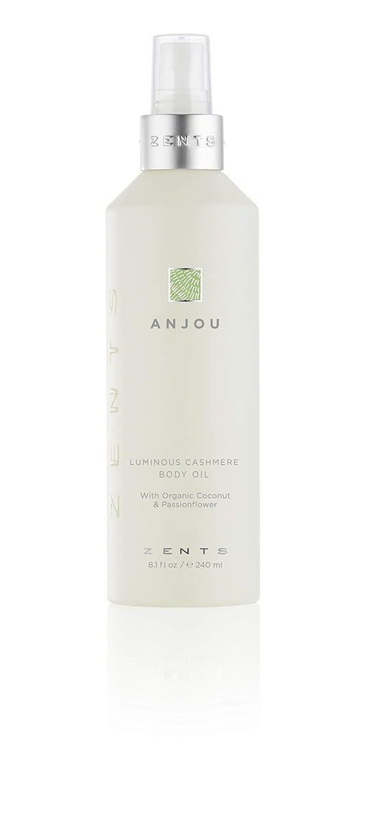 Zents Luminous Cashmere Body Oil (Anjou Fragrance) | Moisturizing Body Oil with Vitamin E & Organic Coconut Oil | Softens & Smooths Skin | 8 fl oz