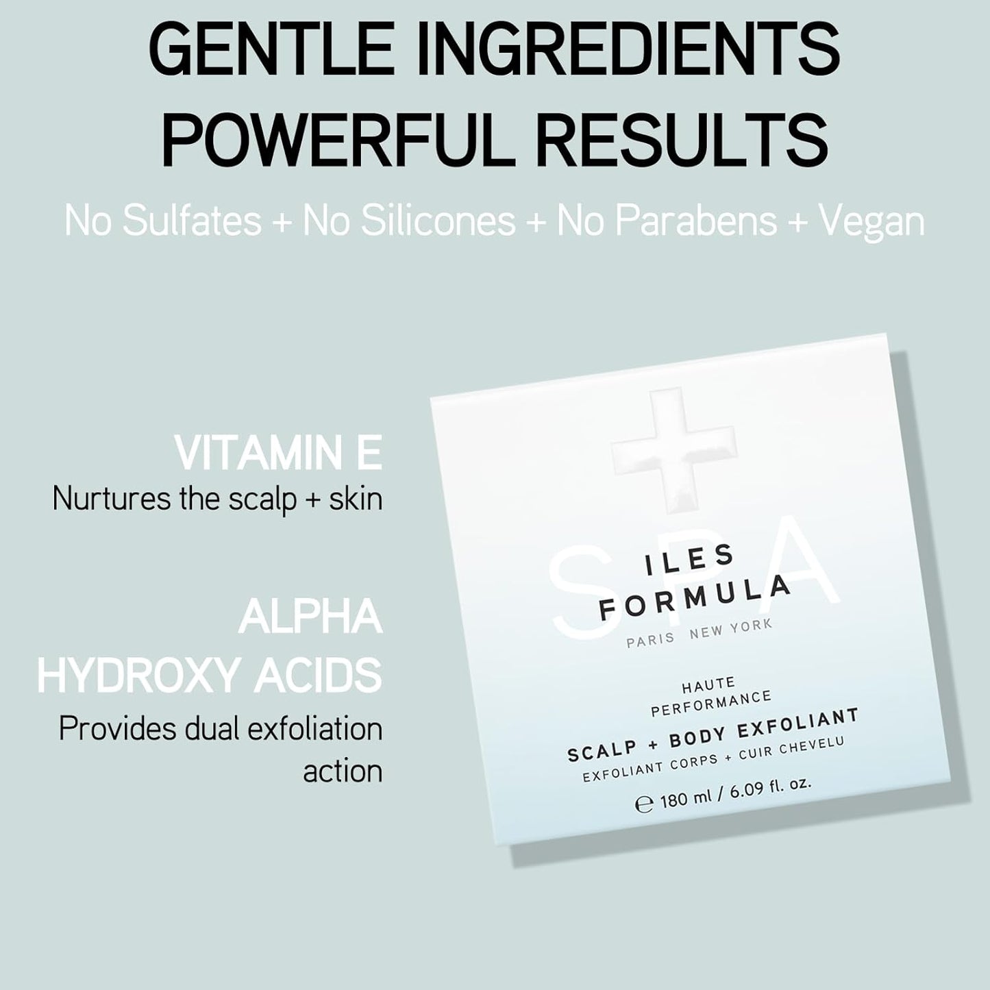 Iles Formula Scalp + Body Exfoliant - Dual Exfoliation with Rice Husk + Alpha Hydroxy Acids From Kiwi Fruit, Gentle Antioxidant - Dead Skin Remover & Rejuvenation - (50 ml) Bergamot Scent