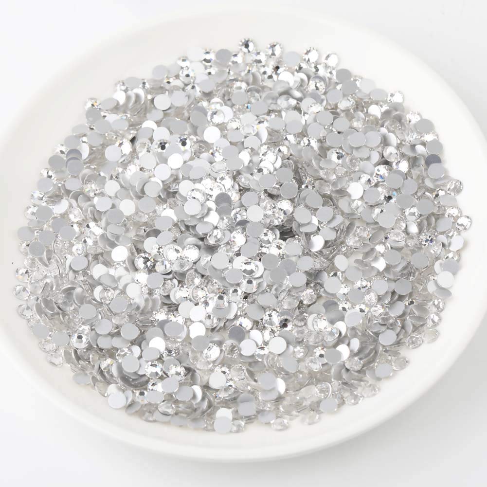 beadsland Flat Back Crystal Rhinestones Round Gems for Nail Art and Craft Glue Fix, Crystal (1.3-1.4mm) SS3/1440pcs
