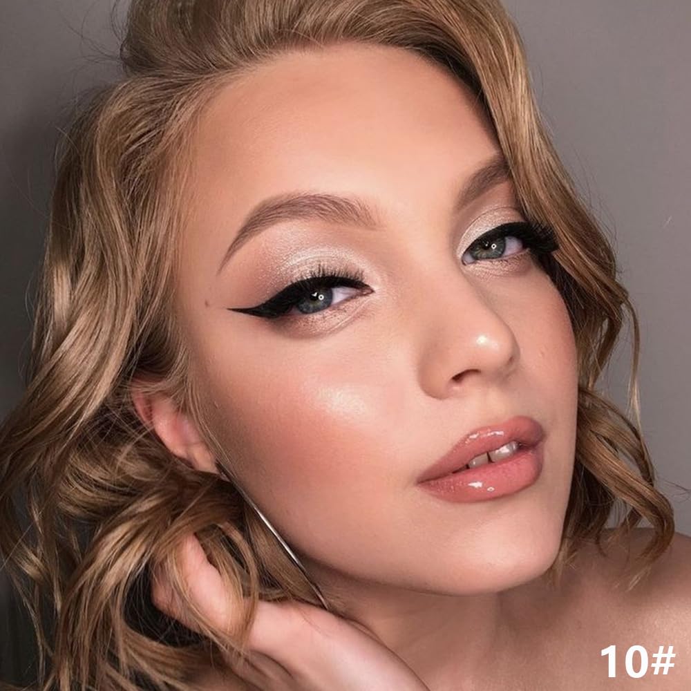 Beige Shimmer Cream Eye Shadow Stick Makeup for Women, Bright Nude Shimmer Matte Eye Shadow Brightener Stick for Eyes, Waterproof Eyeshadow Pencil Applicator Blendable for Eye Highlight 10