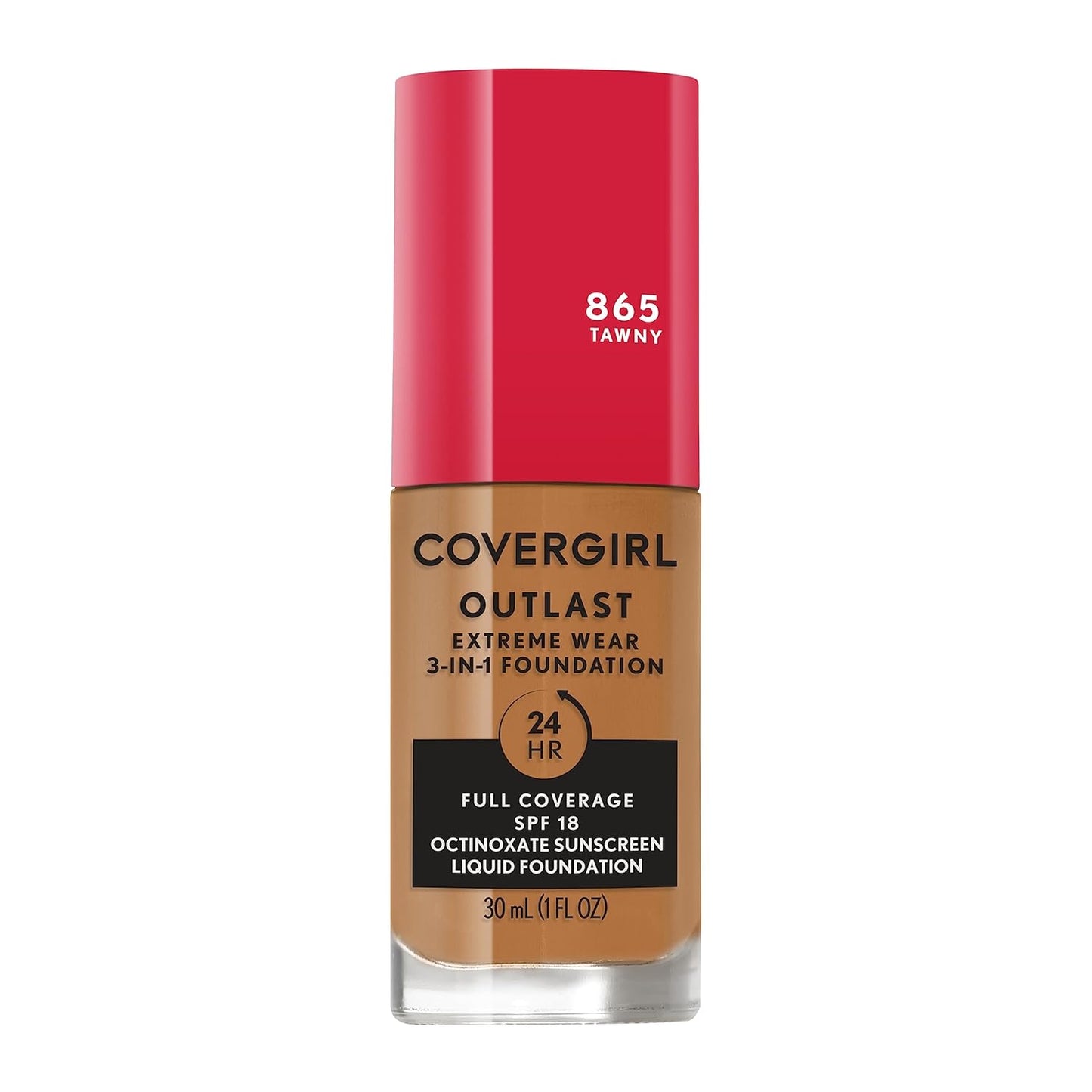 Covergirl Outlast Extreme Wear 3-in-1 Full Coverage Liquid Foundation, SPF 18 Sunscreen, Tawny, 1 Fl. Oz.