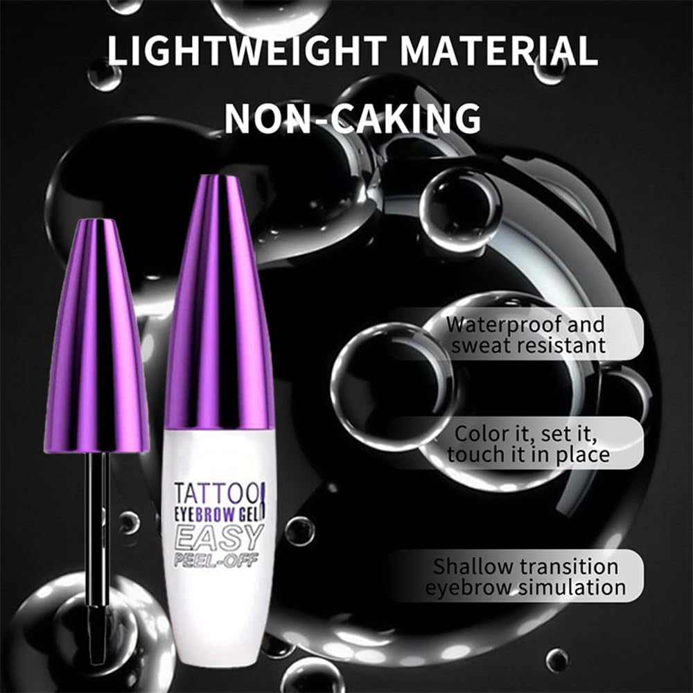 Peel Off Tattoo Brow Tint Gel - 2pcs Light Brown Eyebrow Kit, Waterproof, Transfer-Proof & Sweatproof, Quick Peel Formula for Natural Fuller Brows, Mother’s Day Gifts for Women All Skin Types