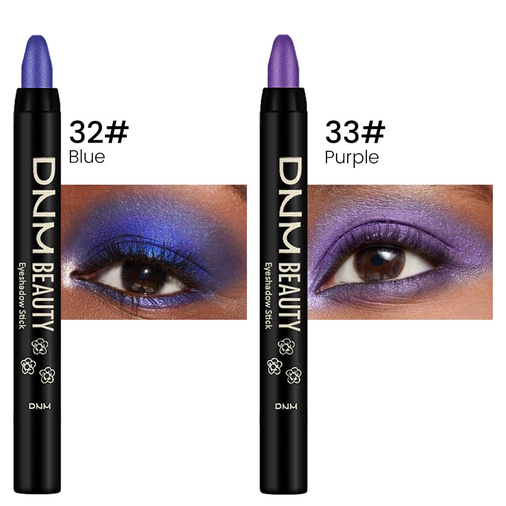 Kaely 2Pcs Cream Eyeshadow Sticks Set for Eyes Waterproof,Blue Shimmer & Purple Shimmer Matte Eye shadow Stick Pencil Pen Bulk sombras en crema para ojos 32+33