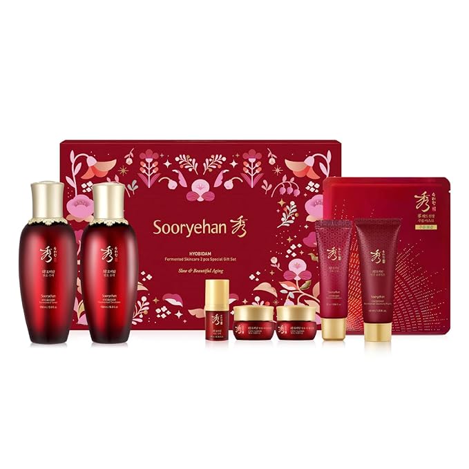 Sooryehan Hyobidam Fermented Bundle Gift Set (14fl oz) - Hyobidam Korean Skin Care Gift Set with Toner, Emulsion, Essence, Cream, Eye Cream, Mask & Foam,. Wild Ginseng Anti-Aging Hydration & Firming.