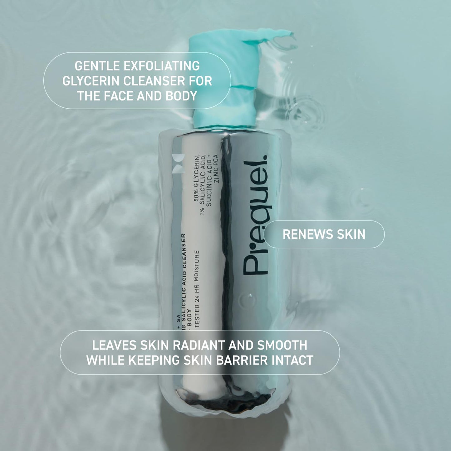 Skin Gleanser SA, Moisturizing Glycerin Face Wash,1% Salicylic Acid Face Cleanser, Unscented and Combination Skin Face Soap, 13.5 ounce (each) Pump Bottles - 6.75 fluid ounce (Pack of 2)