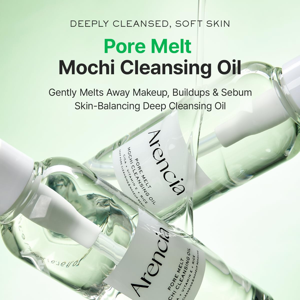 Pore Melt Mochi Makeup-Removing Cleansing Oil, Non-Comedogenic, Rice Amino Acids HD, Vitamin E, Cica, & Ceramide, 6.76 fl oz