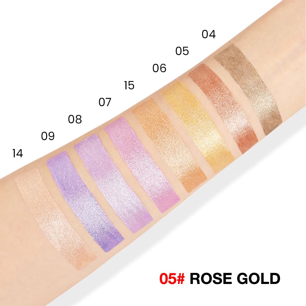 evpct Bronze Gold Shimmer Cream Eye Shadow Brightener Sticks Set for Eyes, Bronze Gold Shimmery Matte Pencil Eye shadow Applicator Stick Pen Palette Makeup Waterproof sombras en crema para ojos 05#