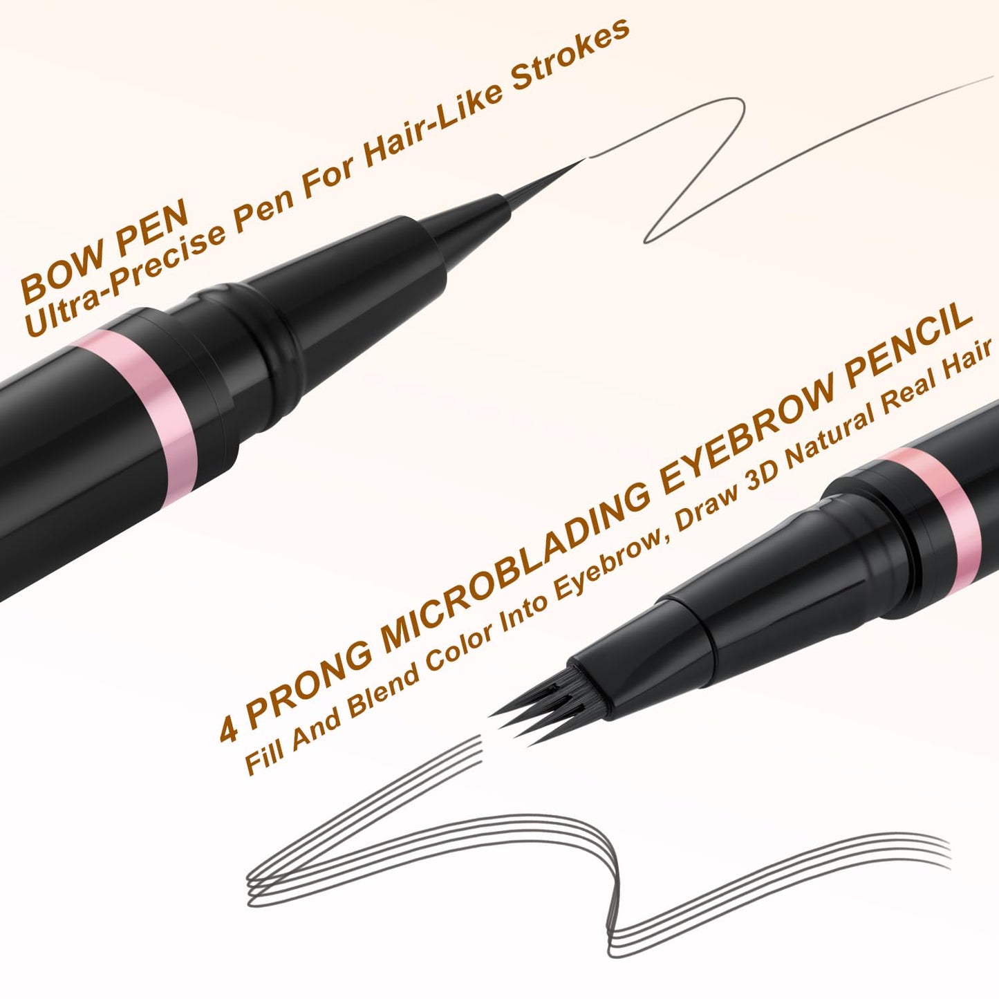 Eyebrow Pencil,2-in-1 Waterproof Eyebrow Pen with 4 Tip Brow Pen and Ultra-Precise Brow Pencil,with Dual-ended Eyebrow Brush,Eyebrow Makeup for Natural Looking Eyebrows-Dark Grey