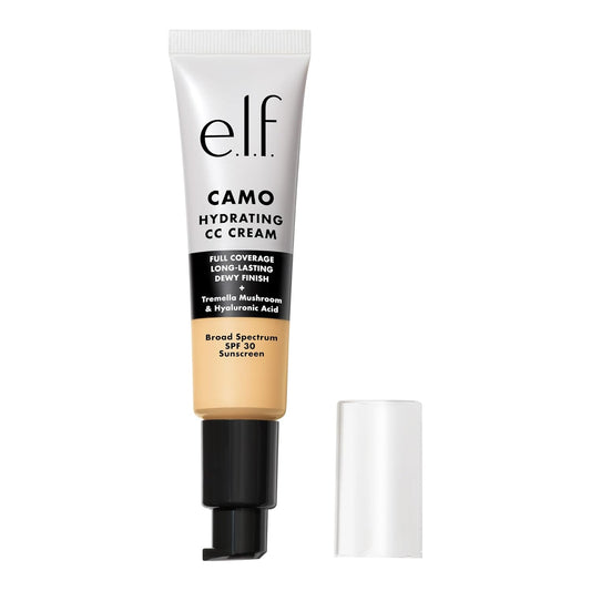 e.l.f. Hydrating Camo CC Cream, SPF 30, Color Correcting Full Coverage Foundation For A Dewy Finish, Vegan & Cruelty-Free, Fair 140 W