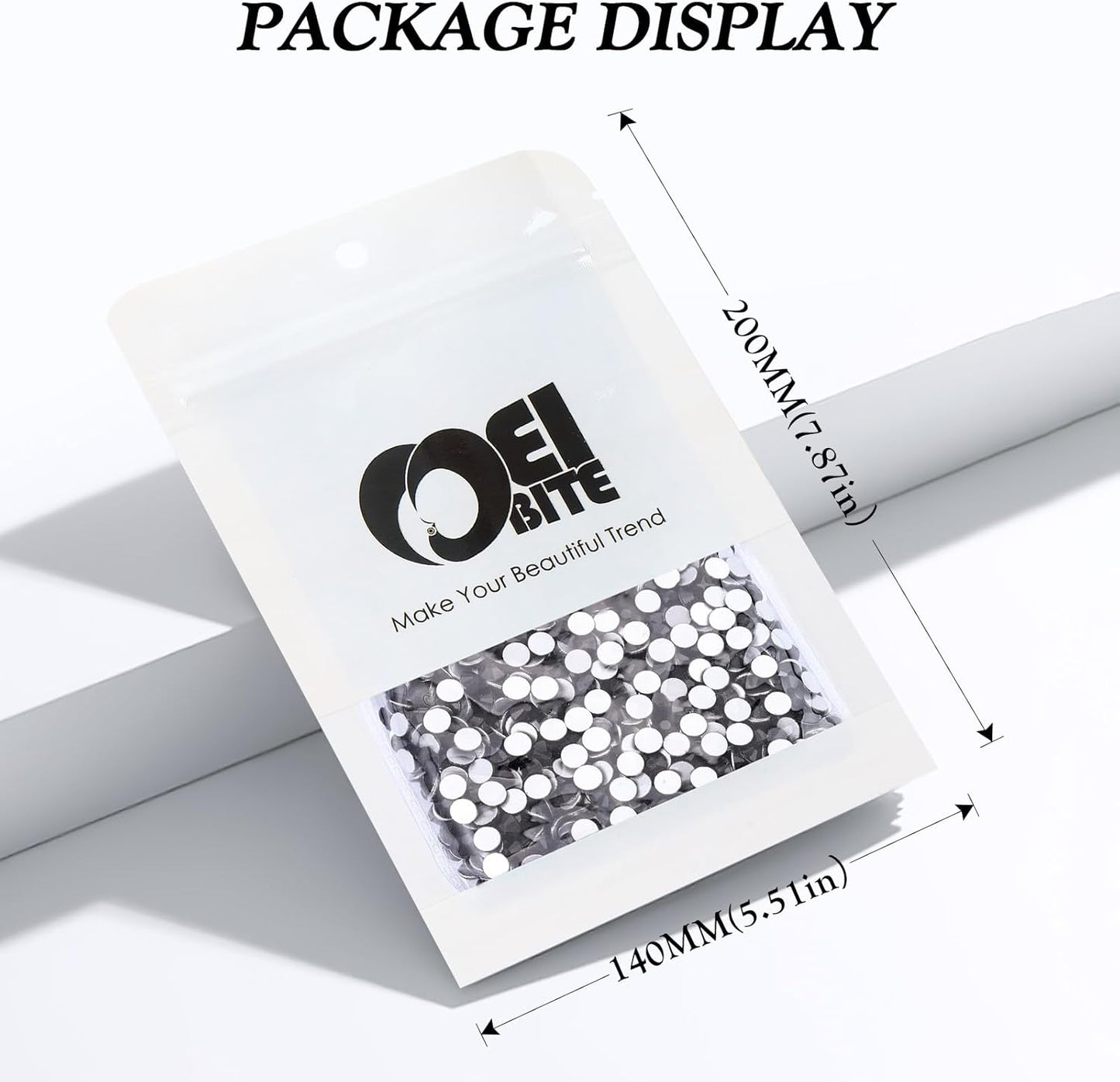 Black Flatback Rhinestones, Glass Rhinestones for Nail Art and Craft, Glue Fix, Loose Crystal Gemstones(Black, SS16, 2880pcs, 3.8-4.0mm)