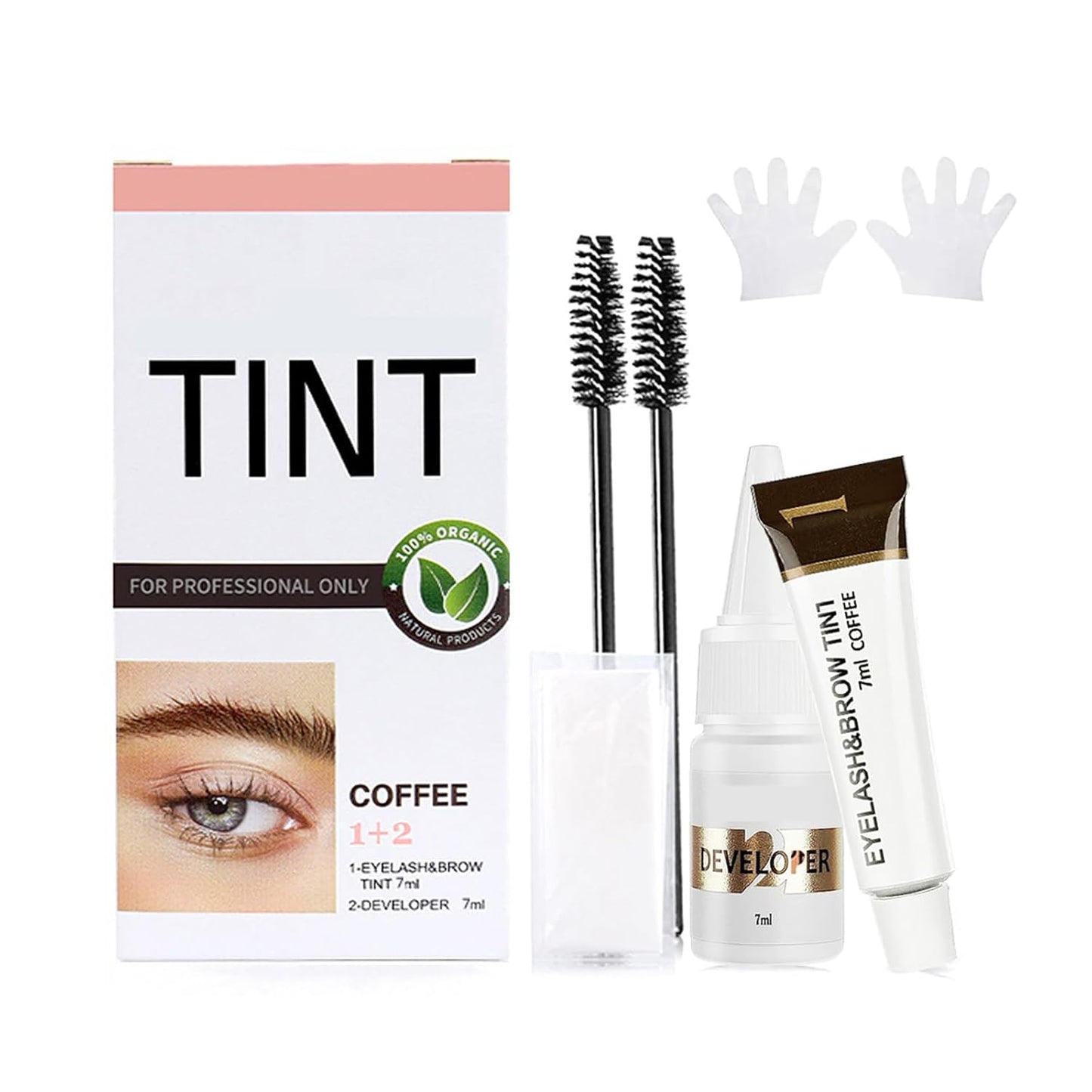 Lash Color Kit, Professional Natural Coffee Eyebrow & Eyelash Color Kit Lasting for 6 Weeks, Waterproof & Safe Color for Salon Home Easy Use- Creates Natural Looking Brows Gift for Women Girl Mom Wife