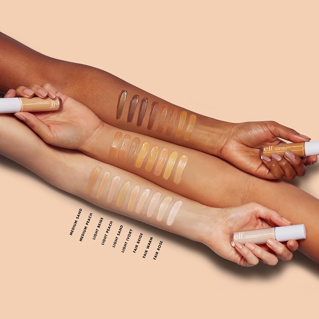 e.l.f. Hydrating Camo Concealer, Covers Blemishes & Under-Eye Circles, Full-Coverage & Delivers A Satin Finish, Vegan & Cruelty-Free, Light Ivory