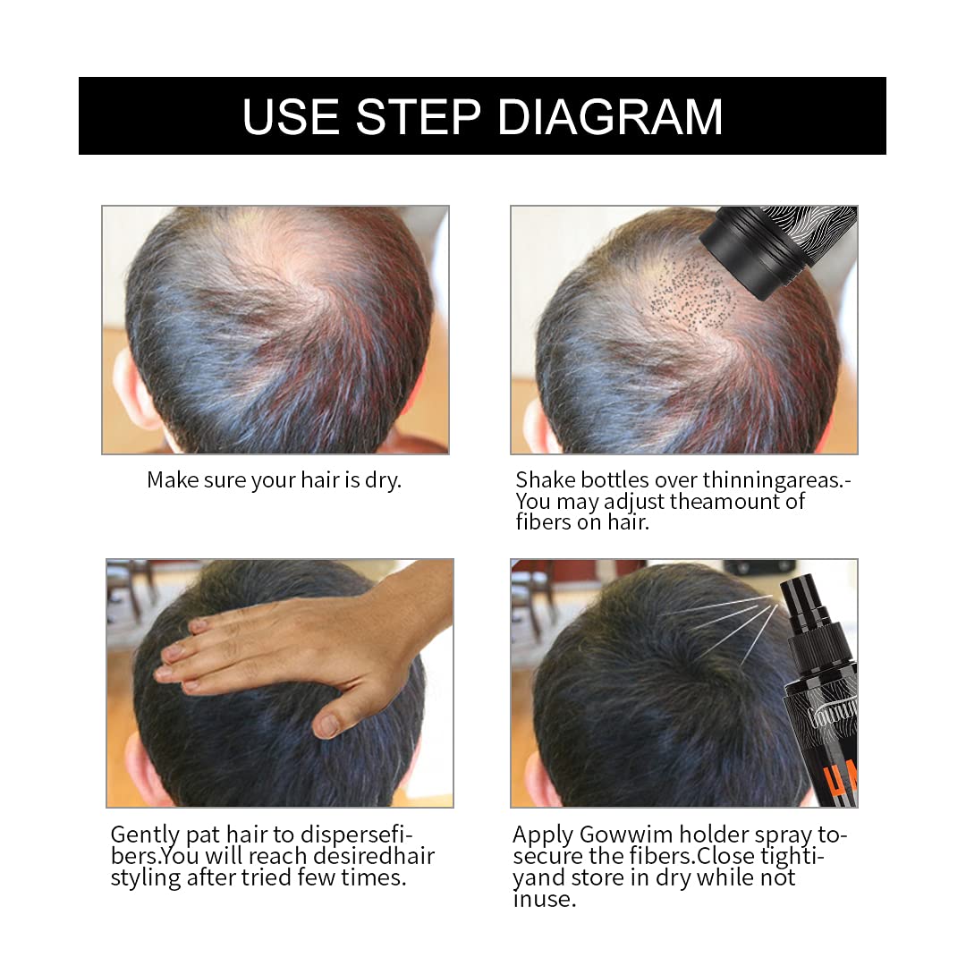 gowwim Hair Fibers for Thinning Hair 25g Hair Building Fibers 100% Undetectable,Instantly Cover Sparse Hair Areas-Bald Spots Cover Up. (Light Brown)