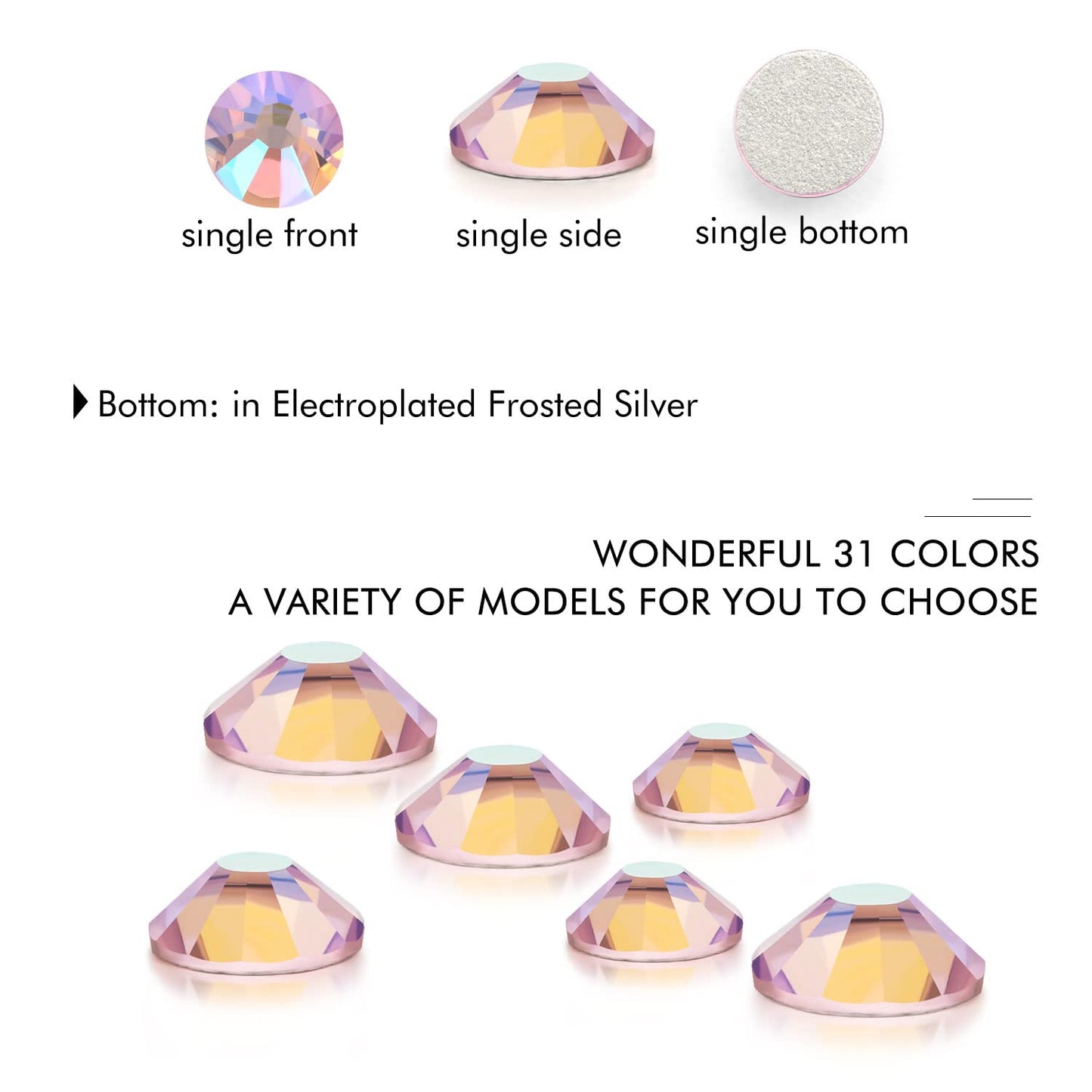 1440Pcs Pink AB Crystal Rhinestones,Glass Flatback Rhinestones Gemstones for Nail Face Makeup Art Crafts Clothes Decoration -(SS16,4.0mm,Pink AB)