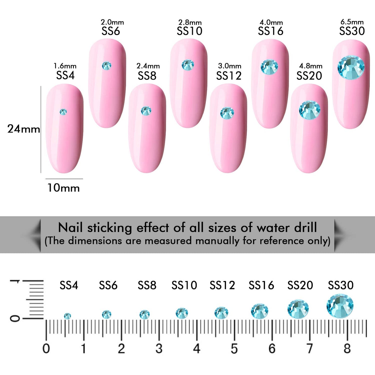 288Pcs Aquamarine Crystal Rhinestones,Glass Flatback Rhinestones Gemstones for Nail Face Makeup Art Crafts Clothes Decoration -(SS30, 6.5mm,Aquamarine)