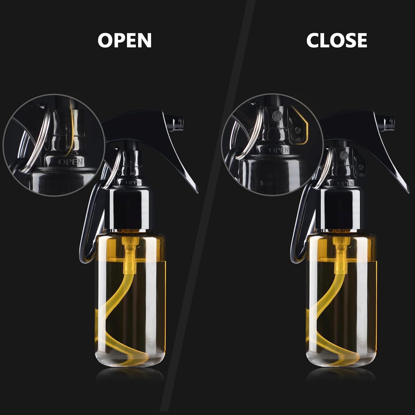 TANSHINE Small Spray Bottle 50ml, Travel Size Mini Fine Mist Water Spray Bottles, Portable Hand Sanitiser Alcohol Spray Bottle, Plastic Refillable Empty Face Mister Spray Bottles with Clip, 5pcs