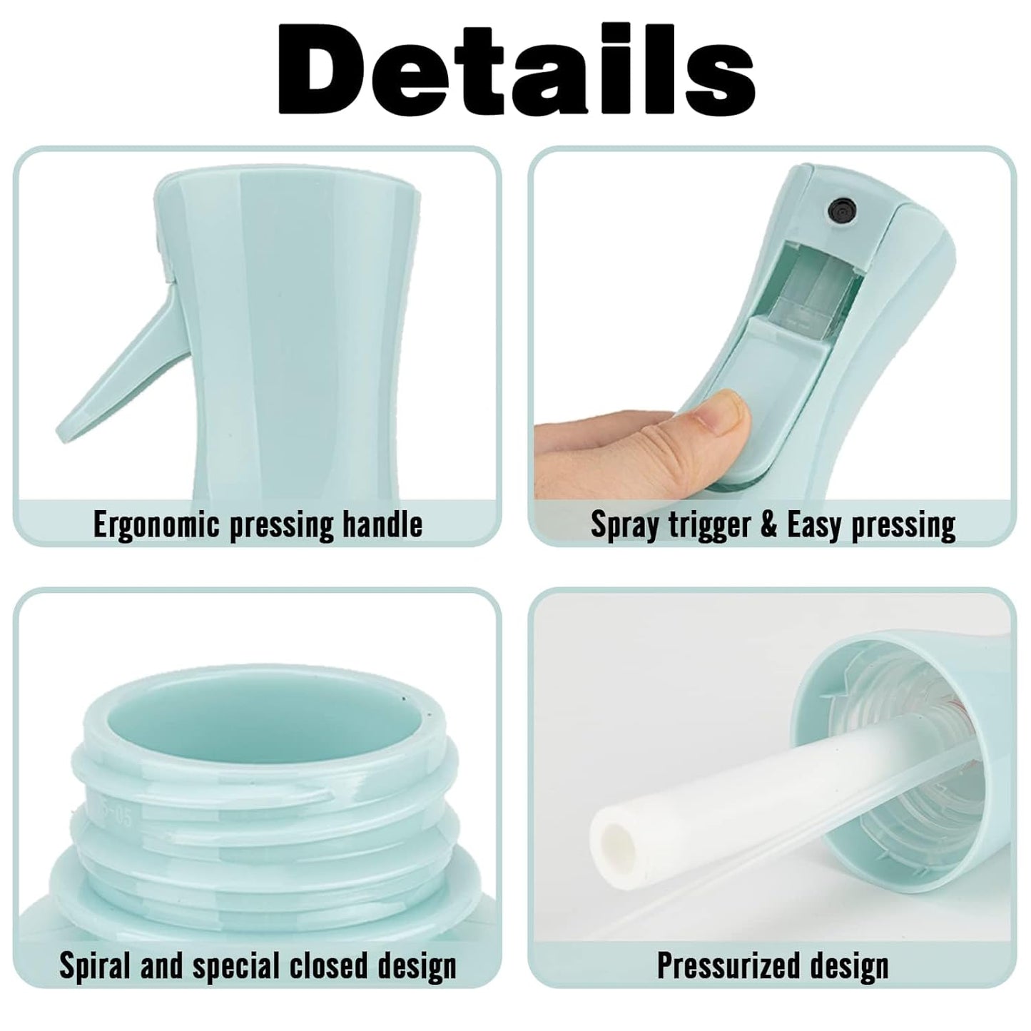 Spray Bottle for Hair (6.8OZ /200ML) Continuous Ultra Fine Mist Sprayer for Hair, Salons, Barber, Plants, Skin Care, Cleaning 2 Pack Blue