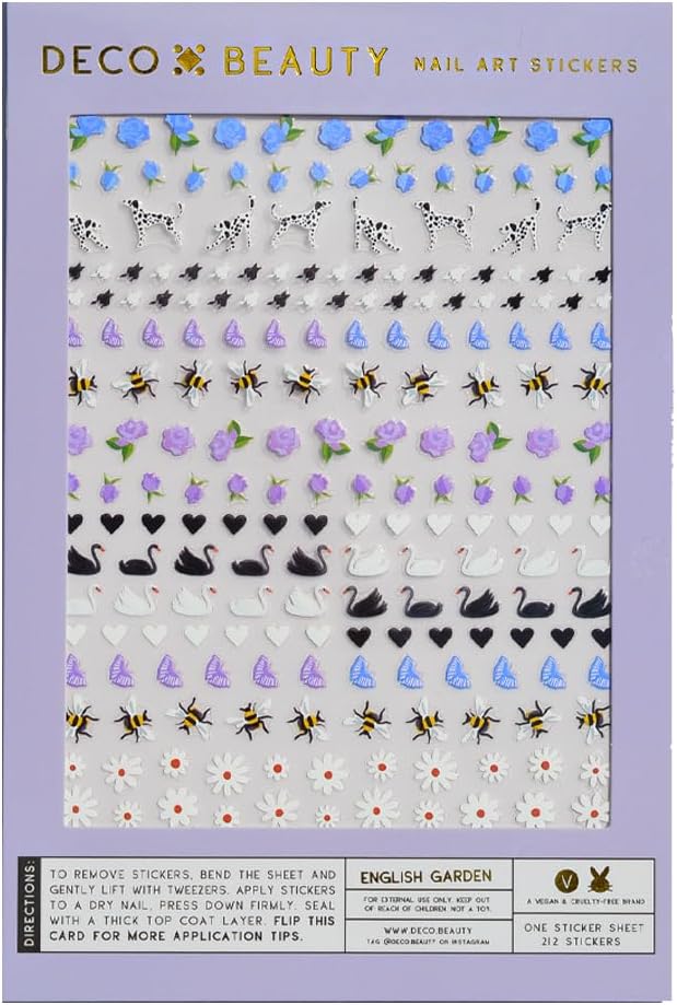 English Garden Nail Stickers - Lightweight & Easy-to-Apply Nail Art with Cute & Trendy Design - Durable & Long-Lasting Nail Stickers for Women, Ideal for DIY Manicures