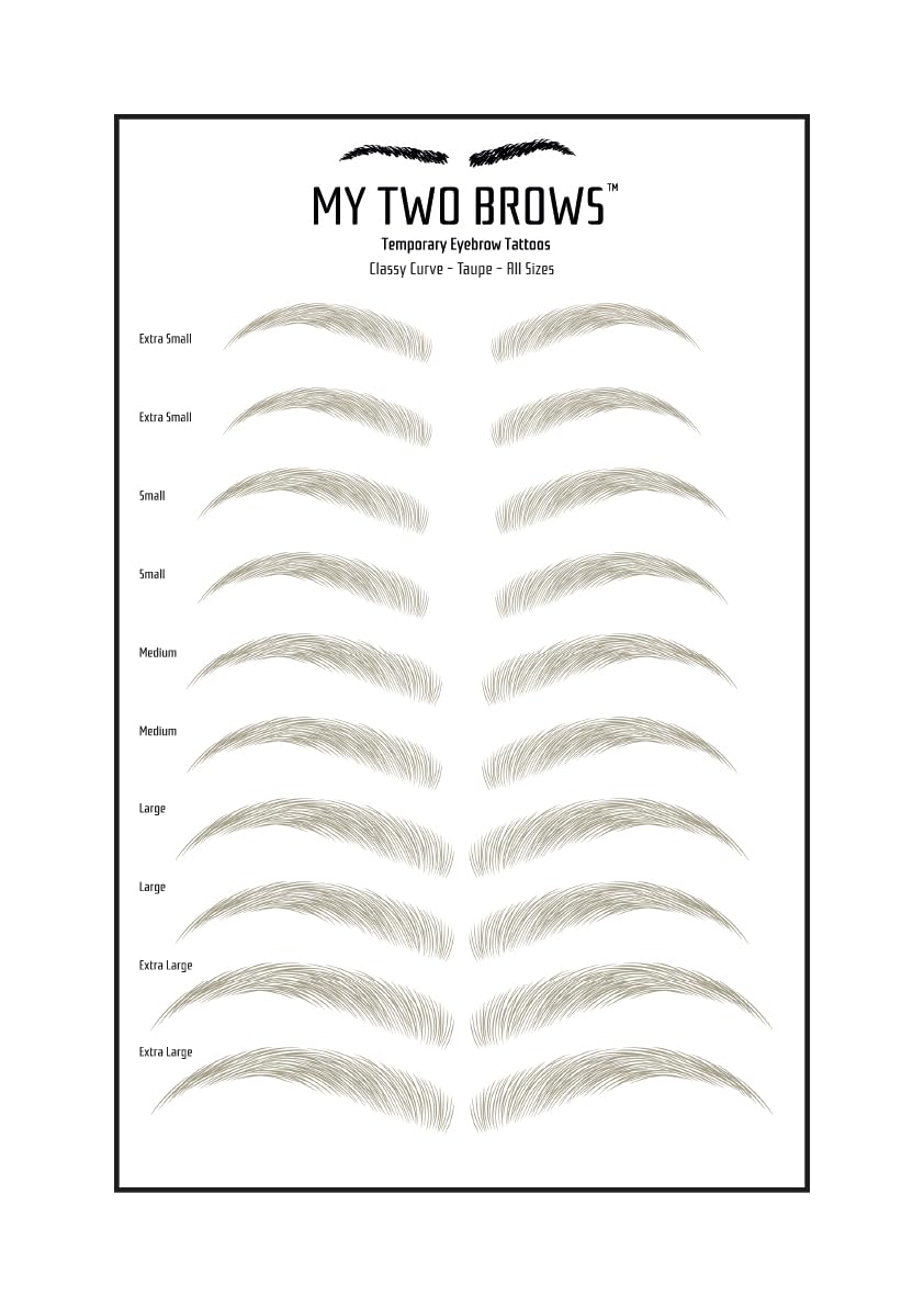 (10 pairs) Taupe Temporary Eyebrow Tattoo - Extra Small Size - Waterproof & Smudgeproof - Classy Curve Style Eyebrow Stickers - Sheet Lasts up to 30 Days - Won't Work on Existing Brows
