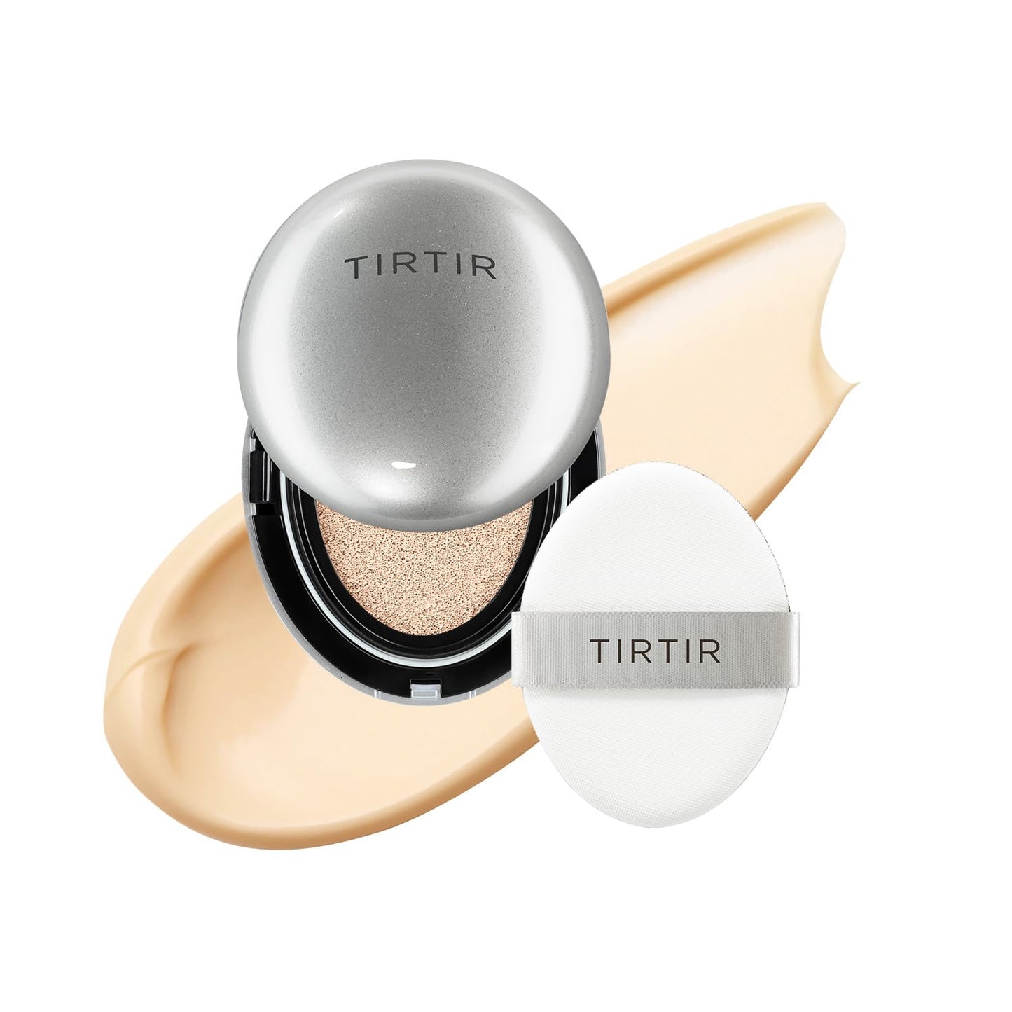 [*Mini Size*] TIRTIR Aura Glow Silver Cushion | Korean Cushion Foundation, (#13N Fair Ivory, 0.15 Fl Oz)