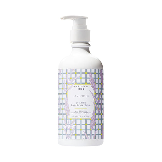 Beekman 1802 Goat Milk Body Lotion, Lavender - Scented - 12.5 oz - Hydrating & Moisturizing with Shea Butter - for Sensitive Skin - Cruelty Free - Packaging May Vary - Pump Included, Ready for Use