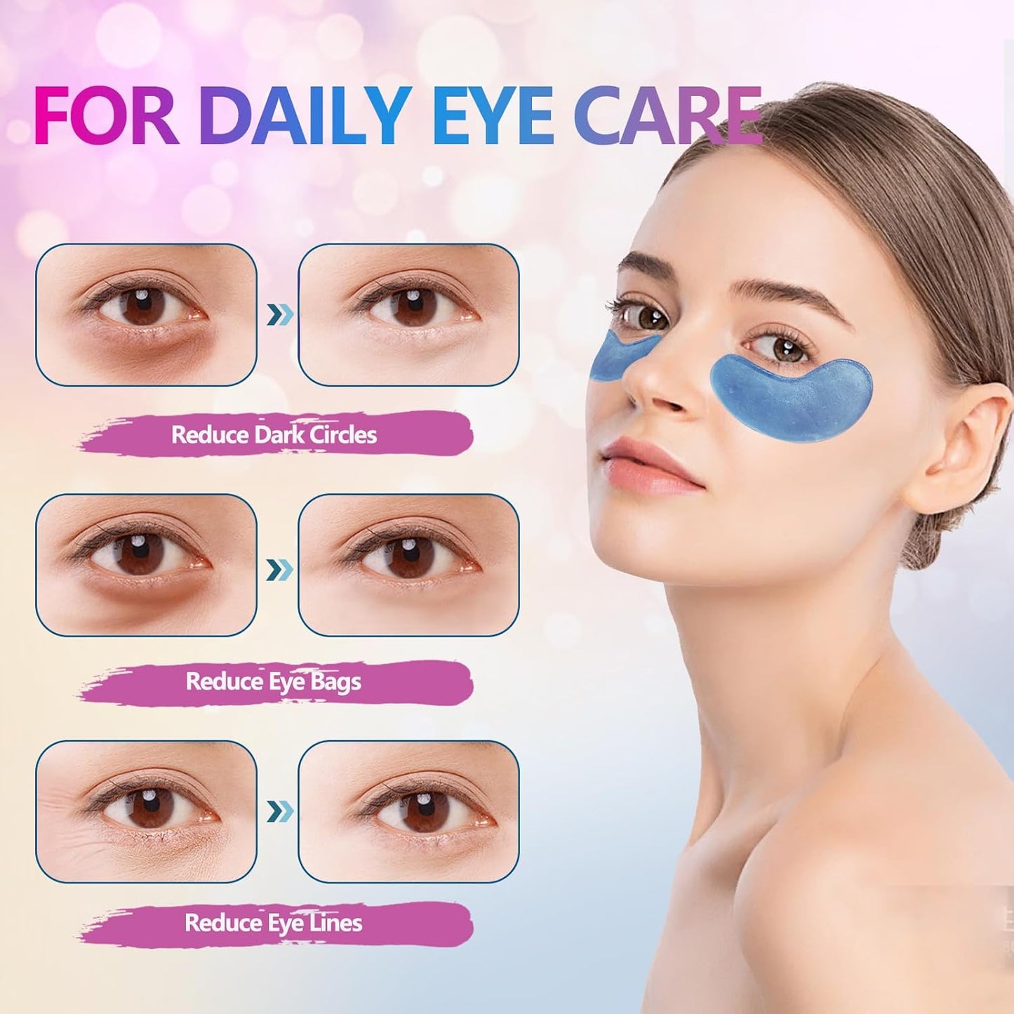 Under Eye Patches - 24 Pairs Natural Plant Extracts Eye Mask for Reduces Puffiness and Dark Circles Facial Anti-Aging, Hyaluronic Acid Eye Gel