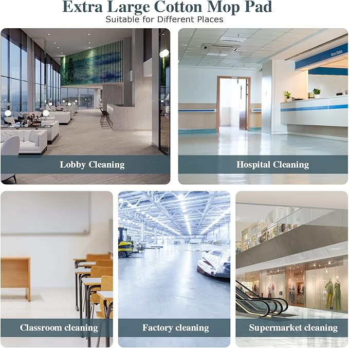 Commercial Mop,Masthome 42" Heavy Duty Dust Mop with Stainless Steel Handle,Large Industrial Mops for Floor Cleaning with 1 Cotton & 1 Microfiber Pad,Wet & Dry Large Mops for Home,Garage,School,Mall