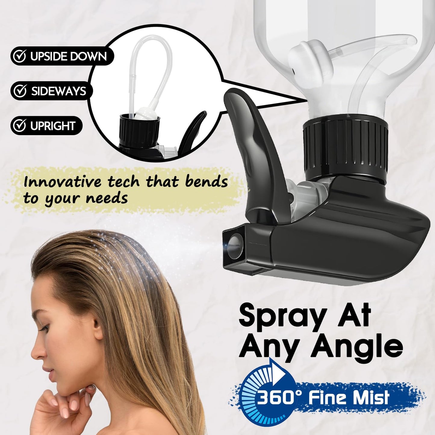 2 Packs Plastic Spray Bottles 360° Water Spray Bottle for Cleaning - 10 oz/300 ml Upside Down Spray Bottle Small Squirt Bottle with Adjustable Nozzle for Hair, Cooking, Plant, Pet (Clear + Green)