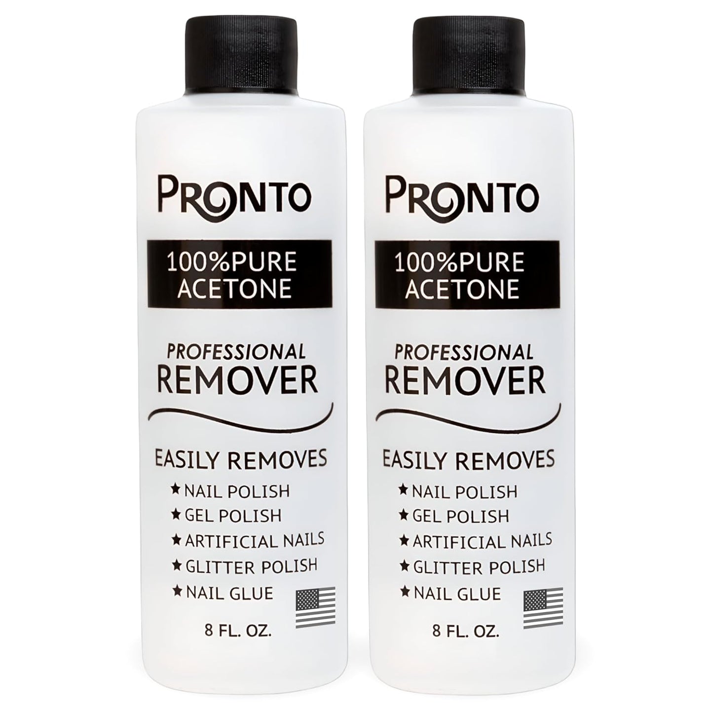 Pronto 100% Acetone Gel Nail Polish Remover - Polish Remover for Nails | Acetone Nail Polish Remover & Acrylic Nail Remover for Removal of Glue & Dip | Acrylic Nail Remover, 8 Fl oz 2 pack