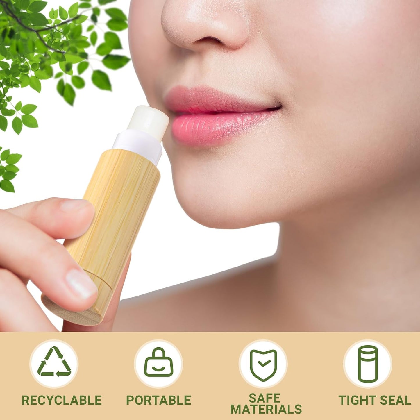 Leinuosen 12 Pcs Bamboo Empty Lipstick Tubes, Refillable 5g Lip Balm Containers with Rotable Plastic Inner for Women Girl DIY Cosmetic Lip Gloss Tubes for Lipstick, Deodorant, Solid Perfume, Makeup