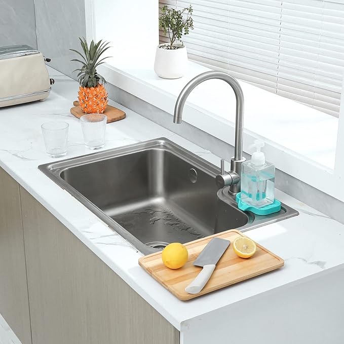 Silicone Bathroom Soap Dishes with Drain Spout-Bathroom and Kitchen Sink Organizer,Sponge Holder,Dish Soap Tray,Perfect for Dispenser,Scrubber,Bottle,Cup on Sink or Counter-Mint 4.9"×3.2"