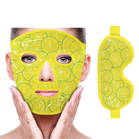 Face Eye Mask Ice Pack for Reducing Puffiness, Bags Under Eyes, Puffy Dark Circles, Migraine,Hot/Cold Pack with Soft Plush Backing (Lemon Yellow)