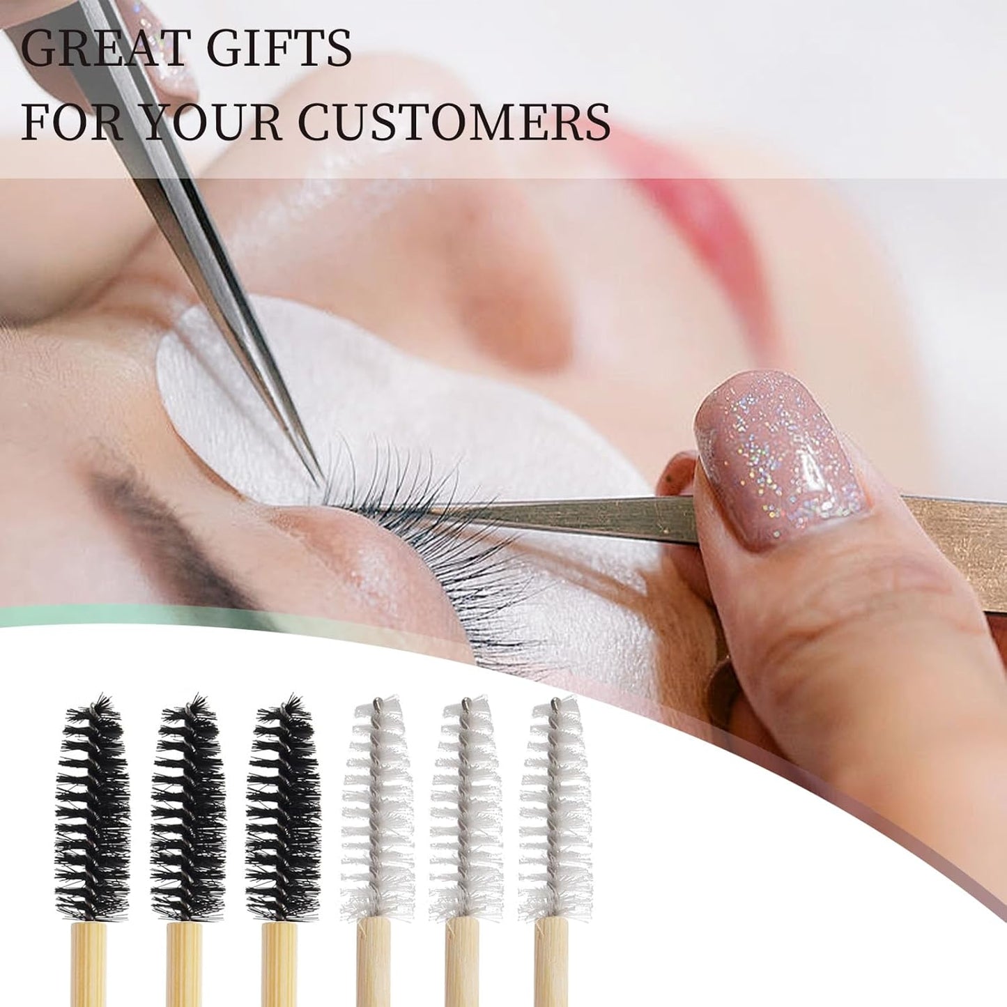 300PCS Disposable Mascara Wands Spoolie Brush Crystal Eyebrow Brushes Eyelash Extension Applicator Makeup Kits Bamboo Mascara Brush