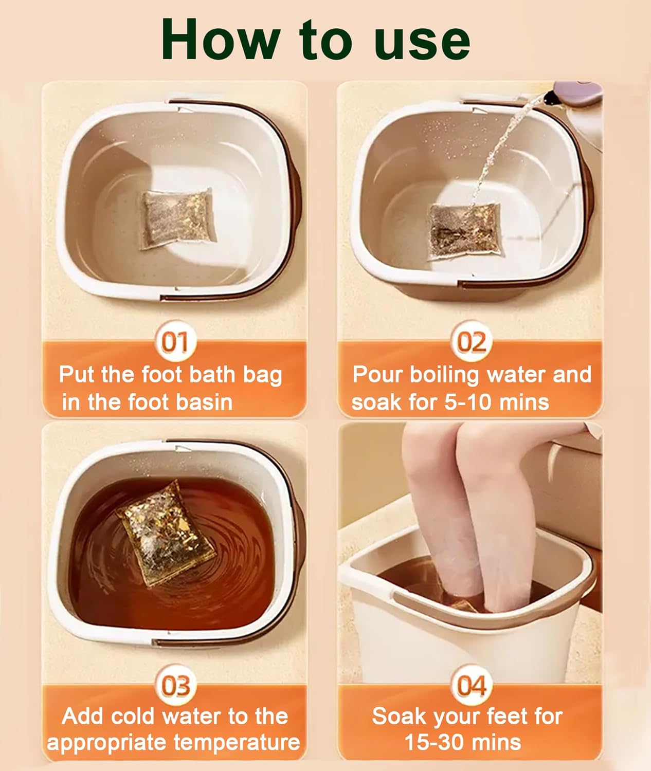 30 Bags Herbal Foot Soak,Foot Bath Herb,Foot Spa Bath Soak Foot Detox Soak to Remove Toxins,Relieve Fatigue & Dispel Cold and Remove Dampness 艾草排湿排寒泡脚包 900g(30 bags*30g) (Green A, 30.5x40.5CM)