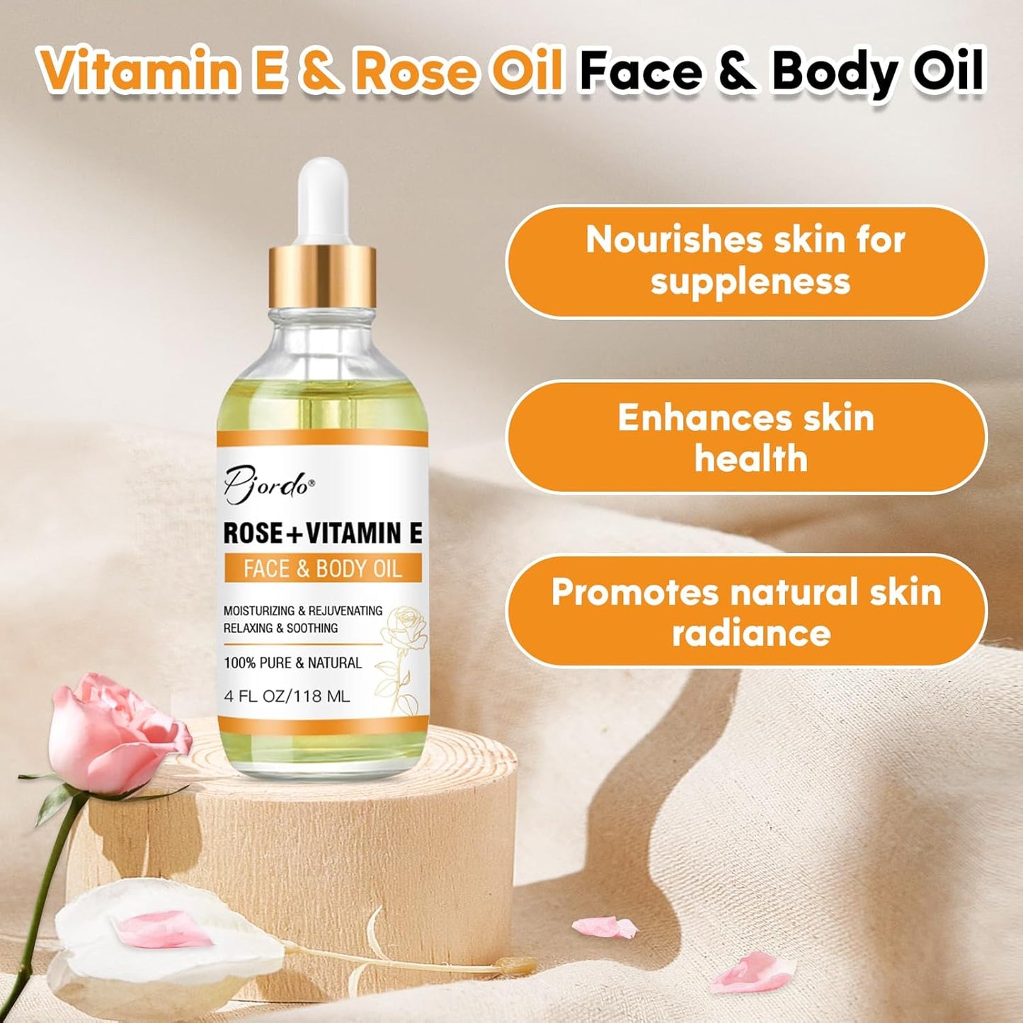 Vitamin E Rose Oil & Gua Sha Massage Tools Set, Gua Sha Oil for Face & Body, Organic Vitamin E Oil for Moisturizing and Hydrating, Anti Aging, Spa Gifts for Him Her