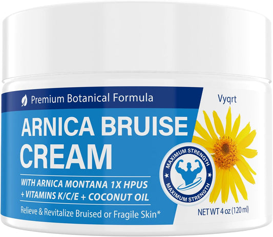 Arnica Bruise Cream Extra Strength-Fast Healing for Bruising & Swelling on Thin Skin, Arnica Gel with Vitamins K, C & E for Hydrating, Natural Pain Cream for Face & Body, 4 oz