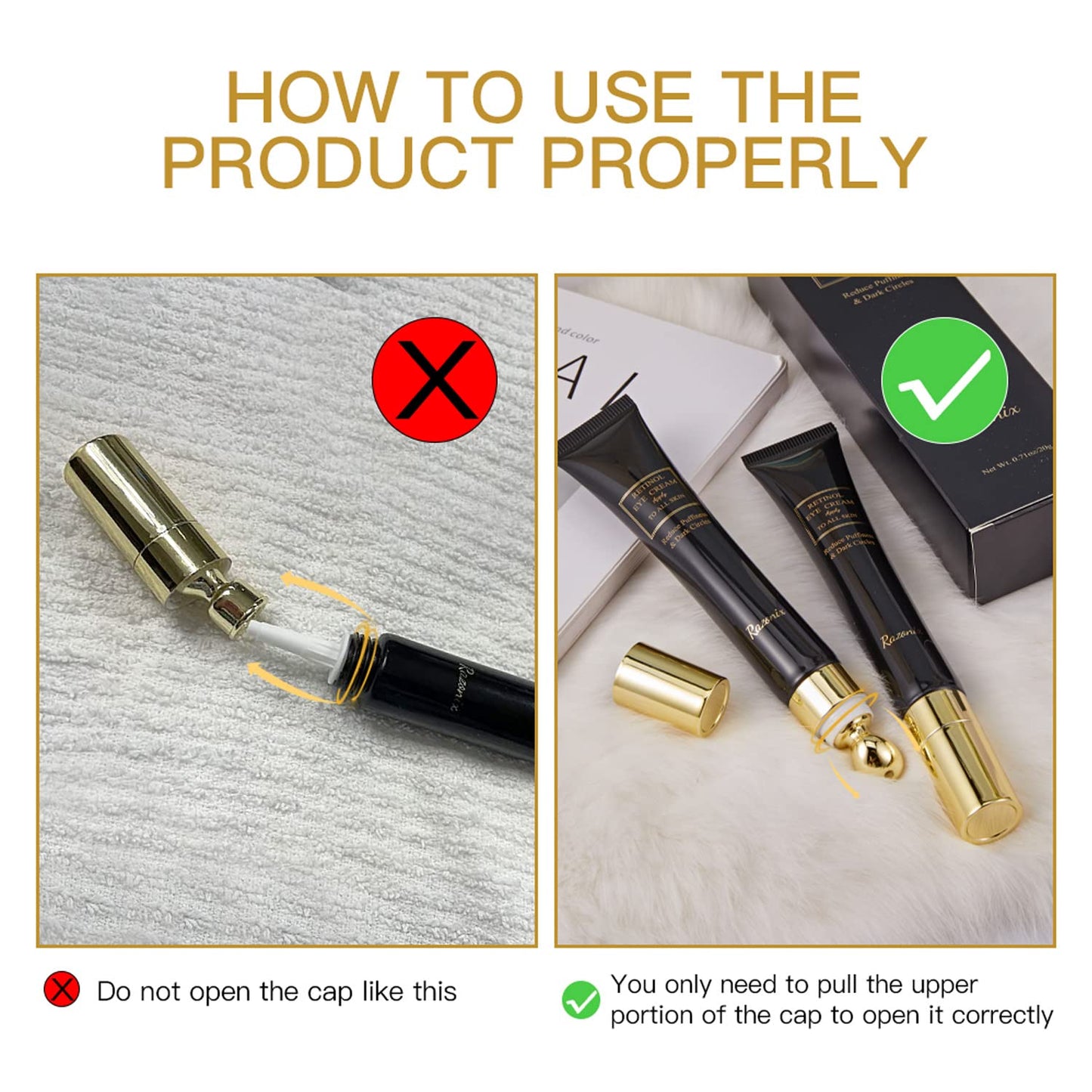 Retinol Eye Cream for Dark Circles: Under Eye Treatment for Puffiness Bags – Anti Aging Eye Cream for Women and Men