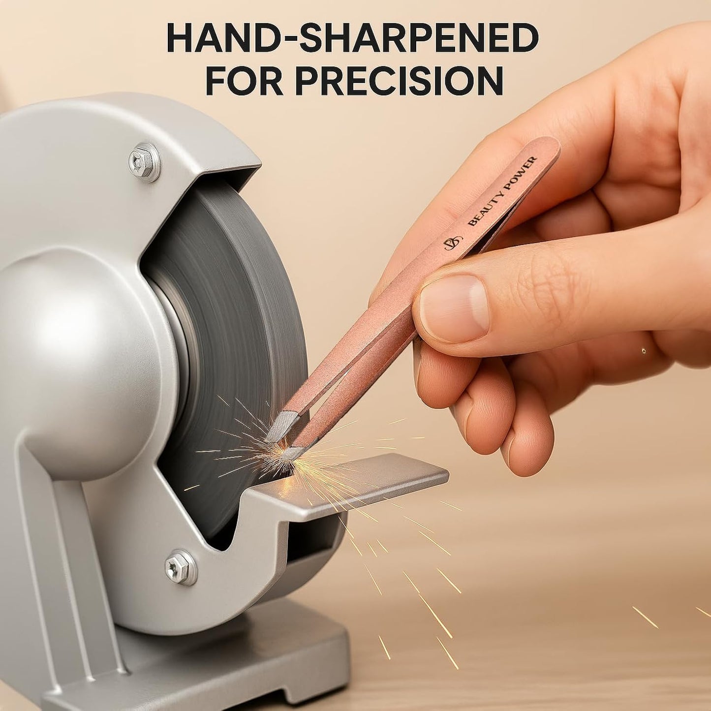 Slant Tip Precision Tweezers - Stainless Steel Eyebrow Tweezers for Women & Men - Precision Tweezers for Facial Hair, Ingrown Hair & Brow Shaping - Professional Beauty Tool (Rose Gold)