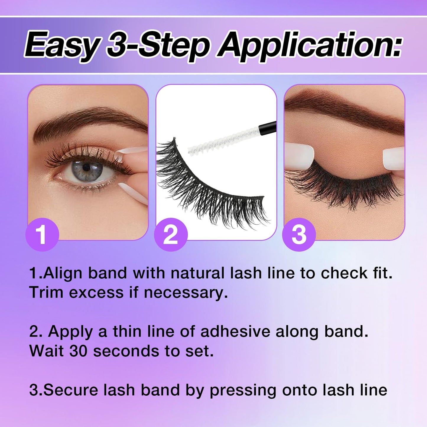 Fluffy False Eyelashes Kit With Bond, Seal and Tweezer, 7 Pairs Natural Look Fake Cat Eye Lashes Strips Thin Band Extensions Waterproof Easy Eyelashes for Beginners DF100