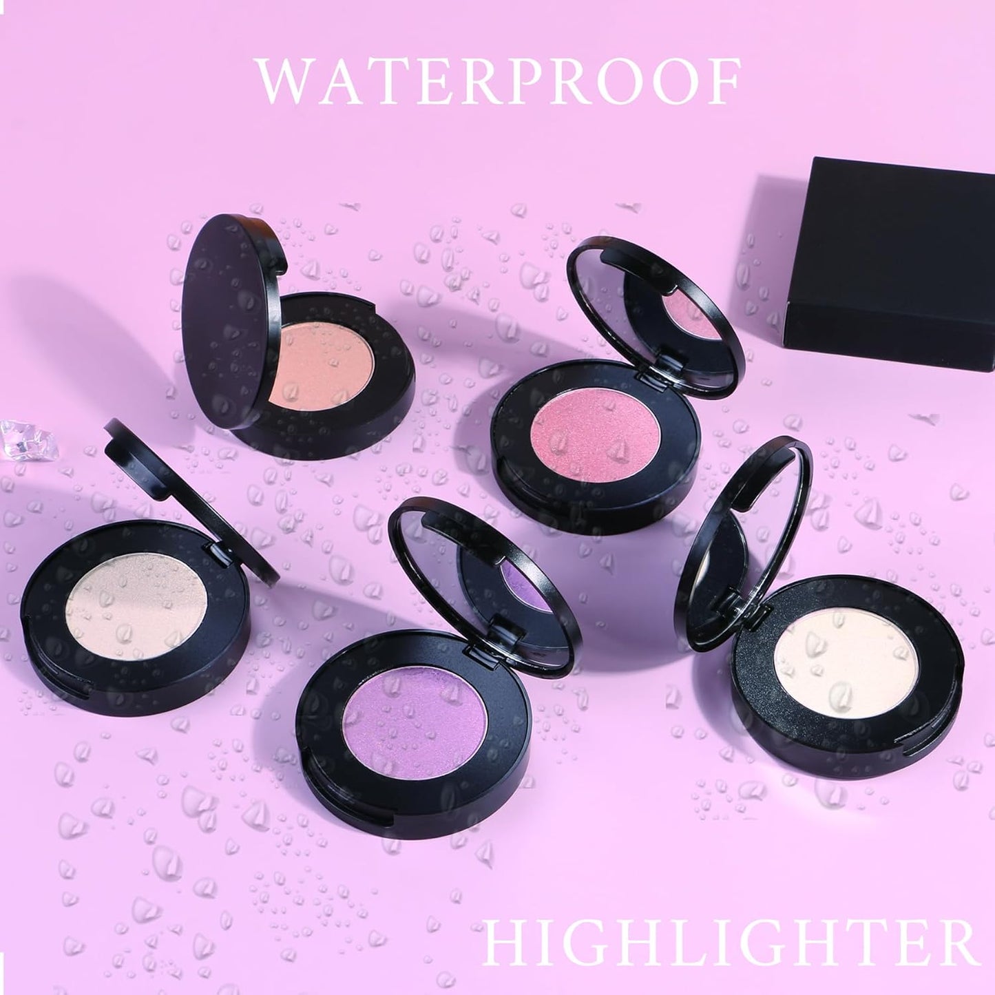 Face Highlighter Powder Palette, Glossy Glitter Illuminator Powder, Shimmer Shades for Face Highlighter Makeup, Highly Pigmented Natural Shiny Highlight Makeup Illuminator Highlighter 8