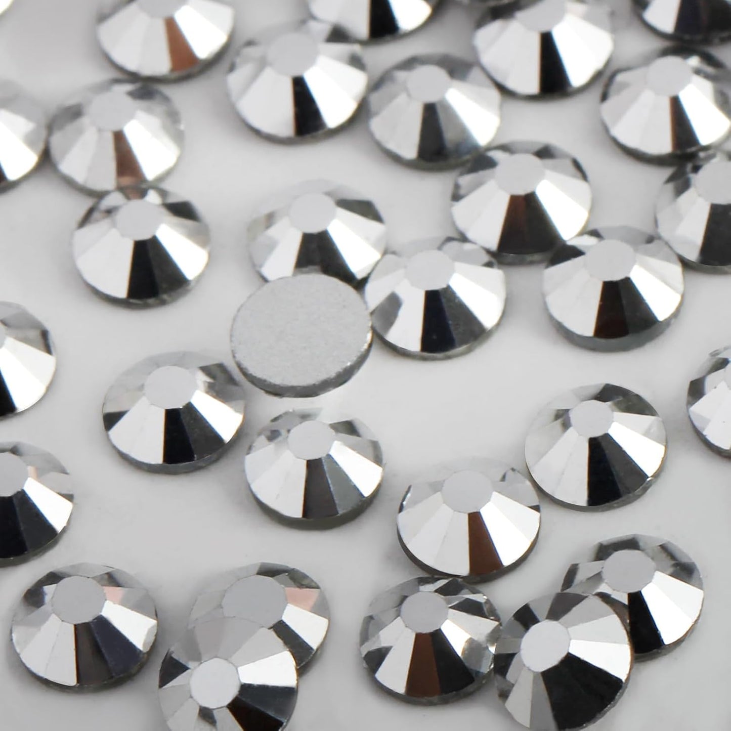 3000 PCS SS8 Flatback Rhinestones,12-Facet Diamond-Cut Glass Gems for Nail Art,Clothing,DIY Crafts,Glue-On Decoration Stones with Silver Backing,Silver Hematite