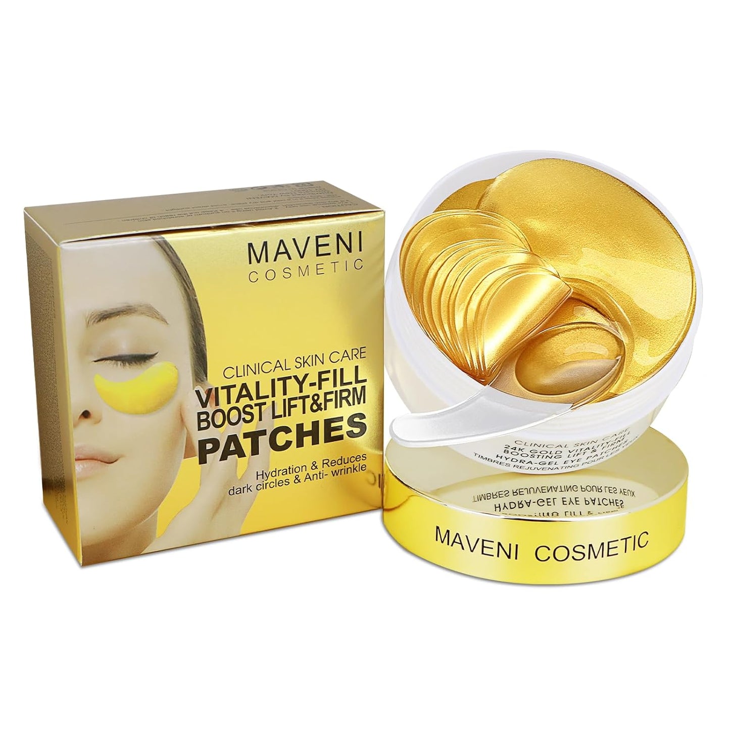 COSMETIC |24k Gold Vitality-Fill Hydra-Gel Eye Patches(30 Pairs) | Help Boosting Lift & Firm the Look of the Eye Area, Anti-Aging Under-Eye Patches
