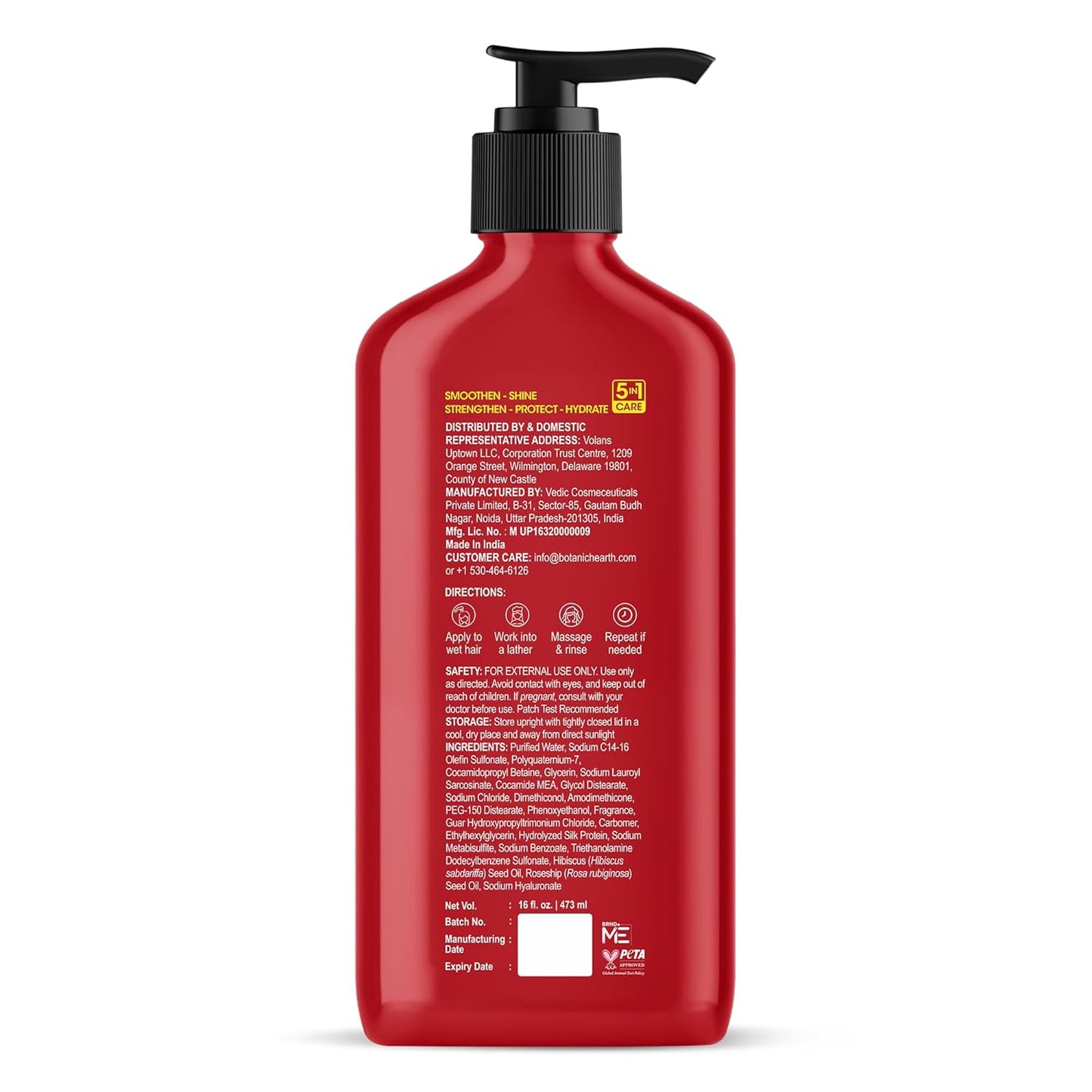 Botanic Hearth Hibiscus Shampoo Infused With Rosehip Oil, Hydrolyzed Silk Protein & Hyaluronic Acid Clarifying Shampoo To Smooth, Add Shine & Strengthen Hair| For All Hair Types, 16 Fl Oz