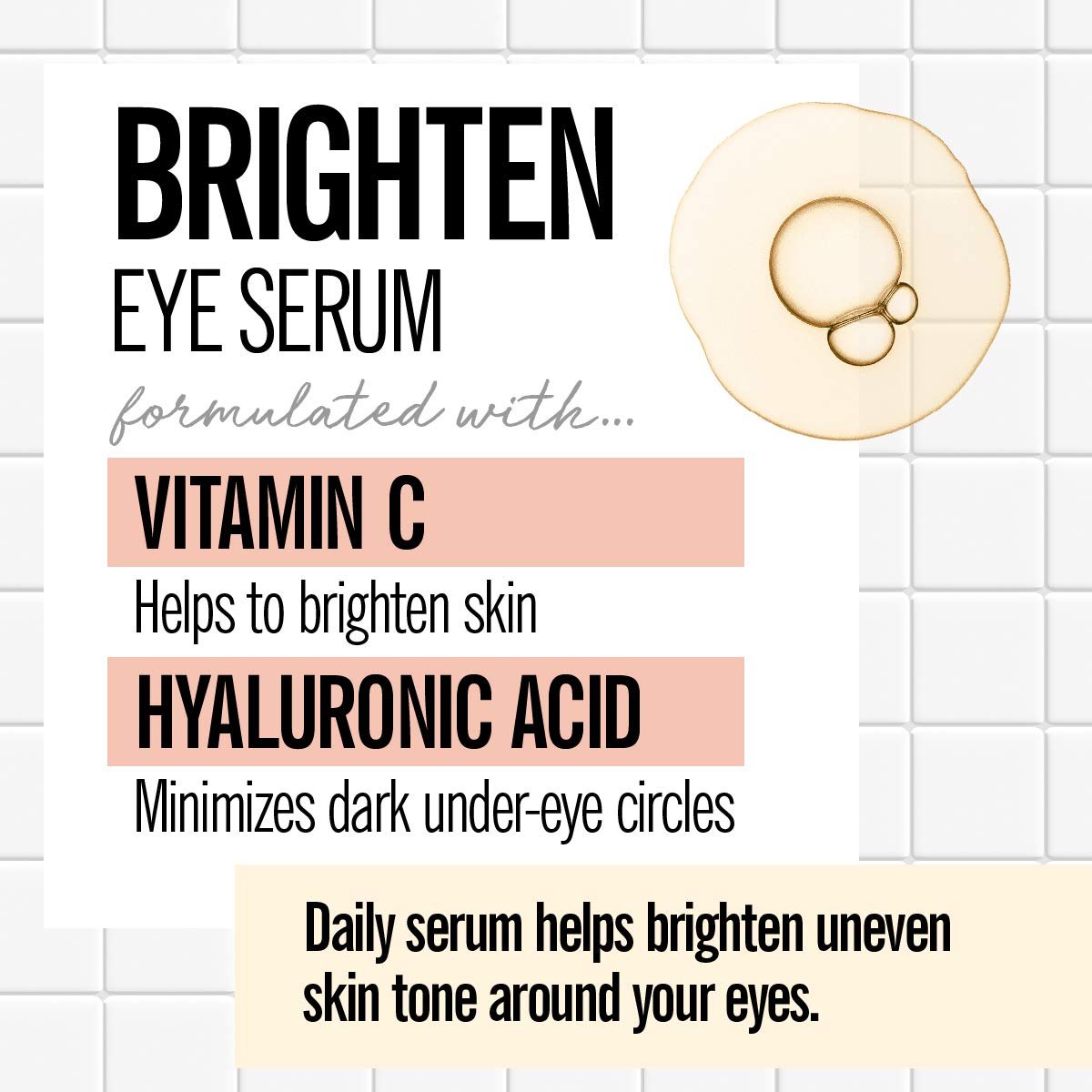 Valjean Labs Brighten Eye Serum with Vitamin C + Hyaluronic Acid | Helps Minimize Dark Circles and Even Skin Tone | Paraben Free, Cruelty Free, Made in USA (1 oz)
