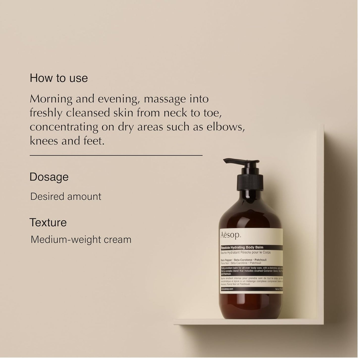 Aesop Resolute Hydrating Body Balm | Supple, Smooth Skin | Emollient Rich With Shea Butter, Wheat Germ Oil and Sweet Almond Oil | 16.9 oz / 500mL