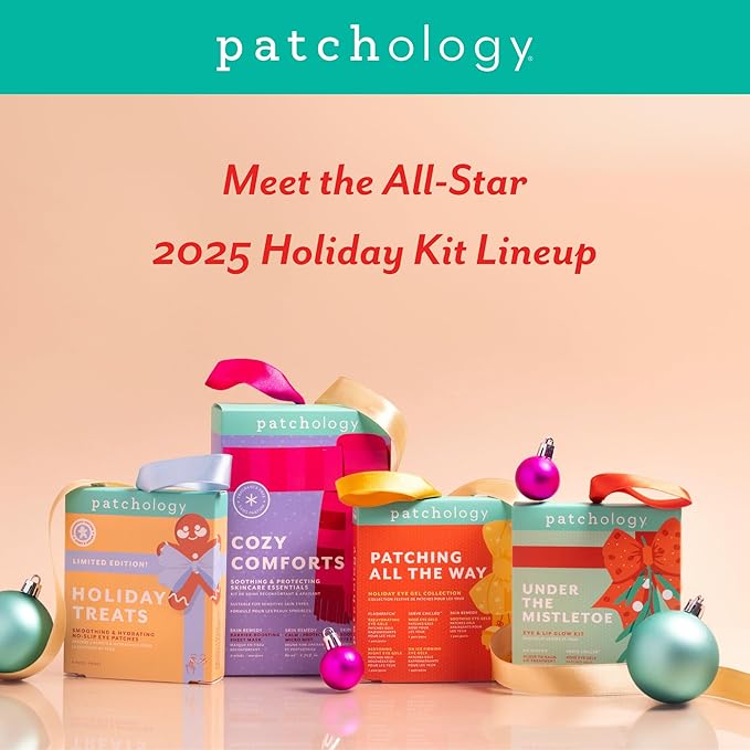 Patchology Patching All The Way Gift Set – Hydrating Under Eye Masks with Collagen, Retinol, Hyaluronic Acid – Christmas Gift & Beauty Stocking Stuffer for Puffy Eyes 5-Pair Sampler (Limited Edition)